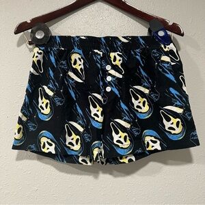 Bioworld Ghost Face Sleep Shorts Black Size Medium Comfy Elastic Waist Scream